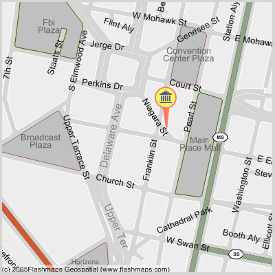 Street-level map of One Niagara Plaza.