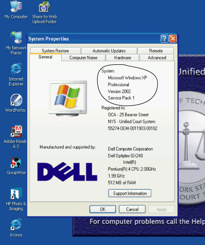 Image of System Properties Window, Where Windows Version Can be Found