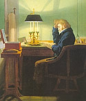 Reading by lamplight