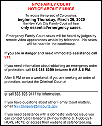 Poster of New York City Family Court with Virtual Operations Message