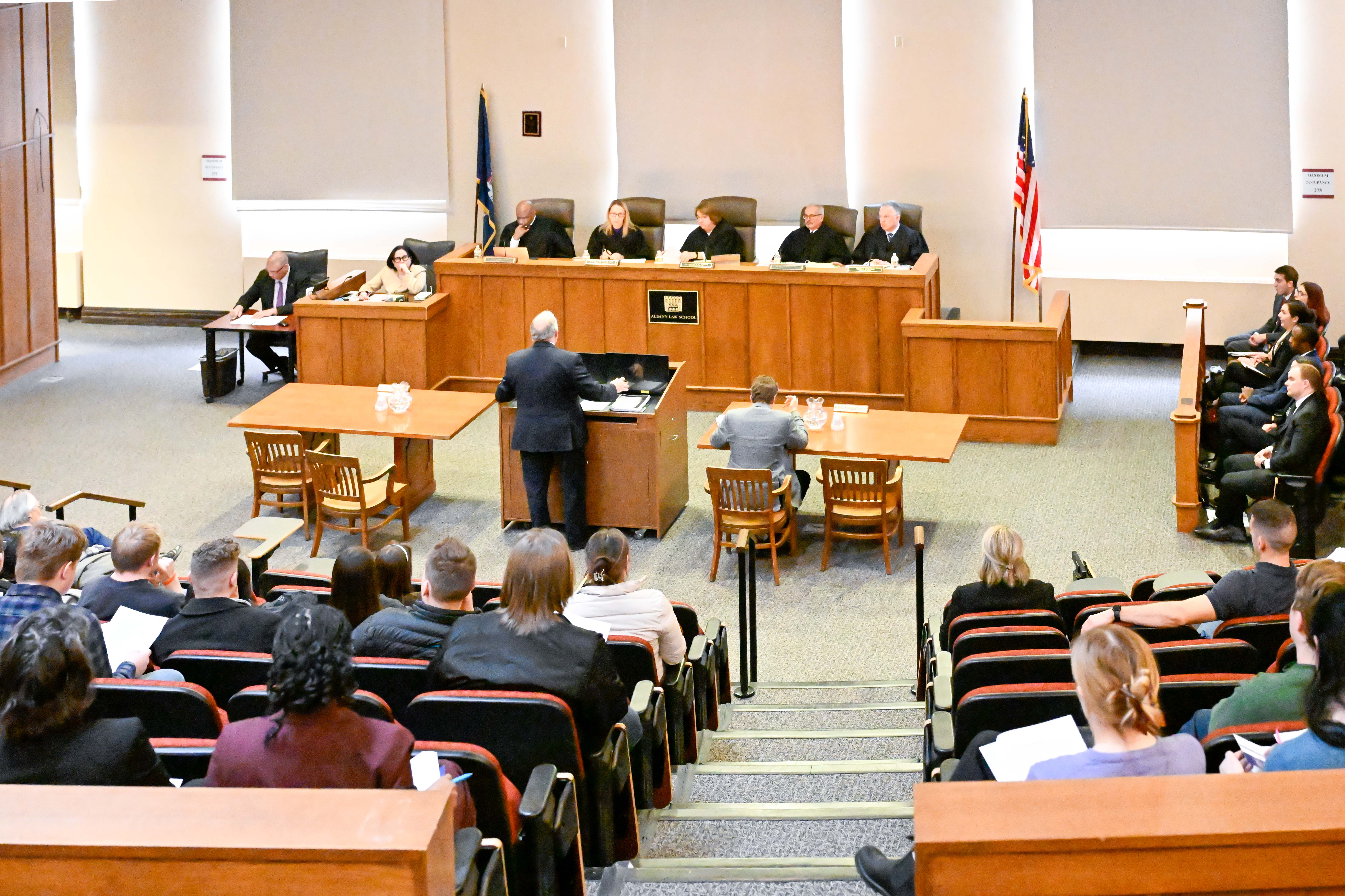 A picture from the court session held at Albany Law School.