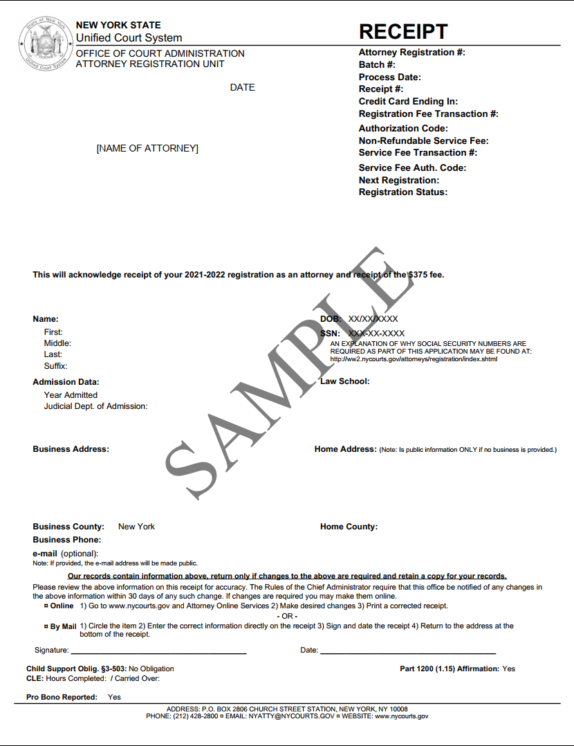 Sample receipt