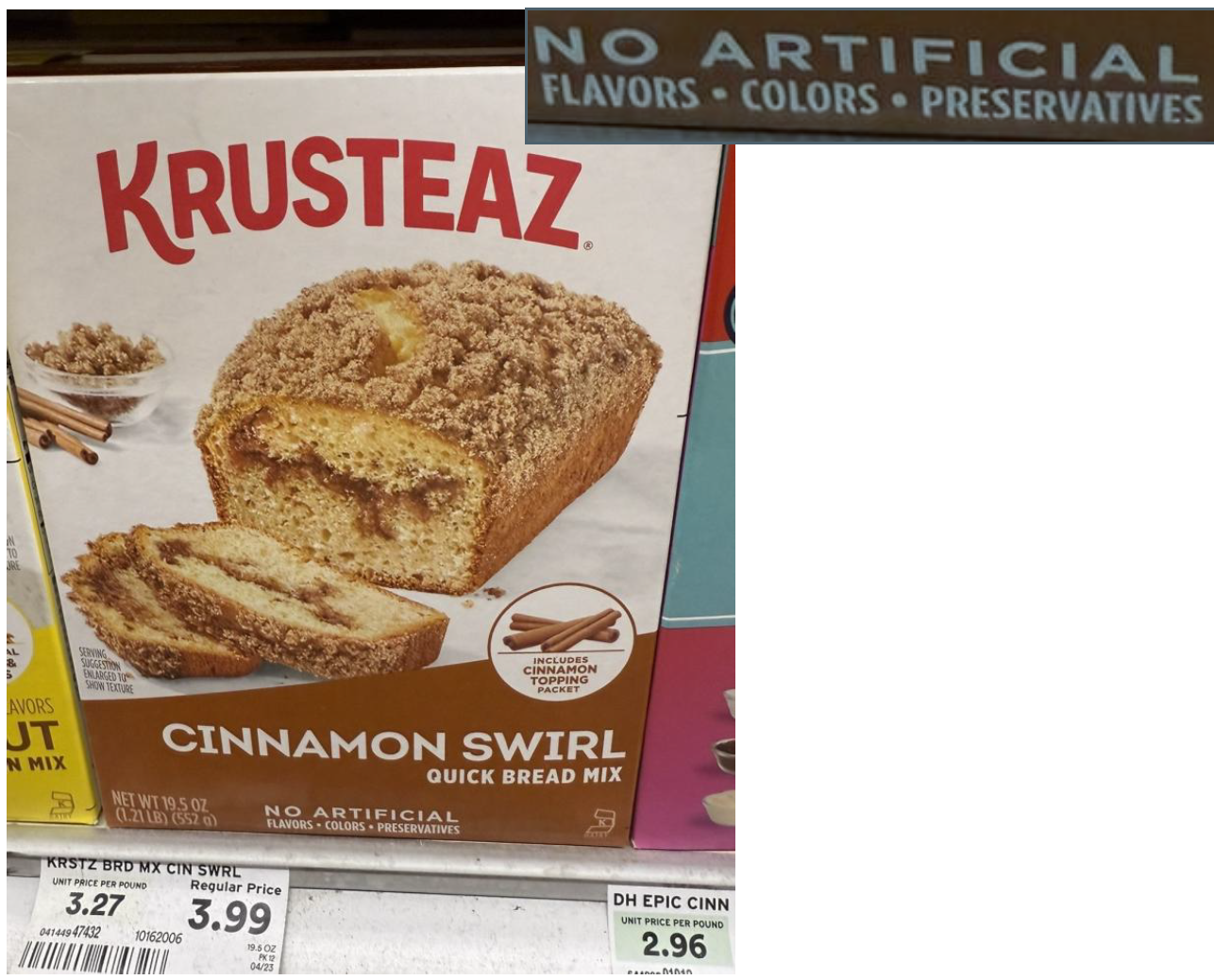 Photo of Krusteaz brand Cinnamon Swirl Quick Bread Mix product