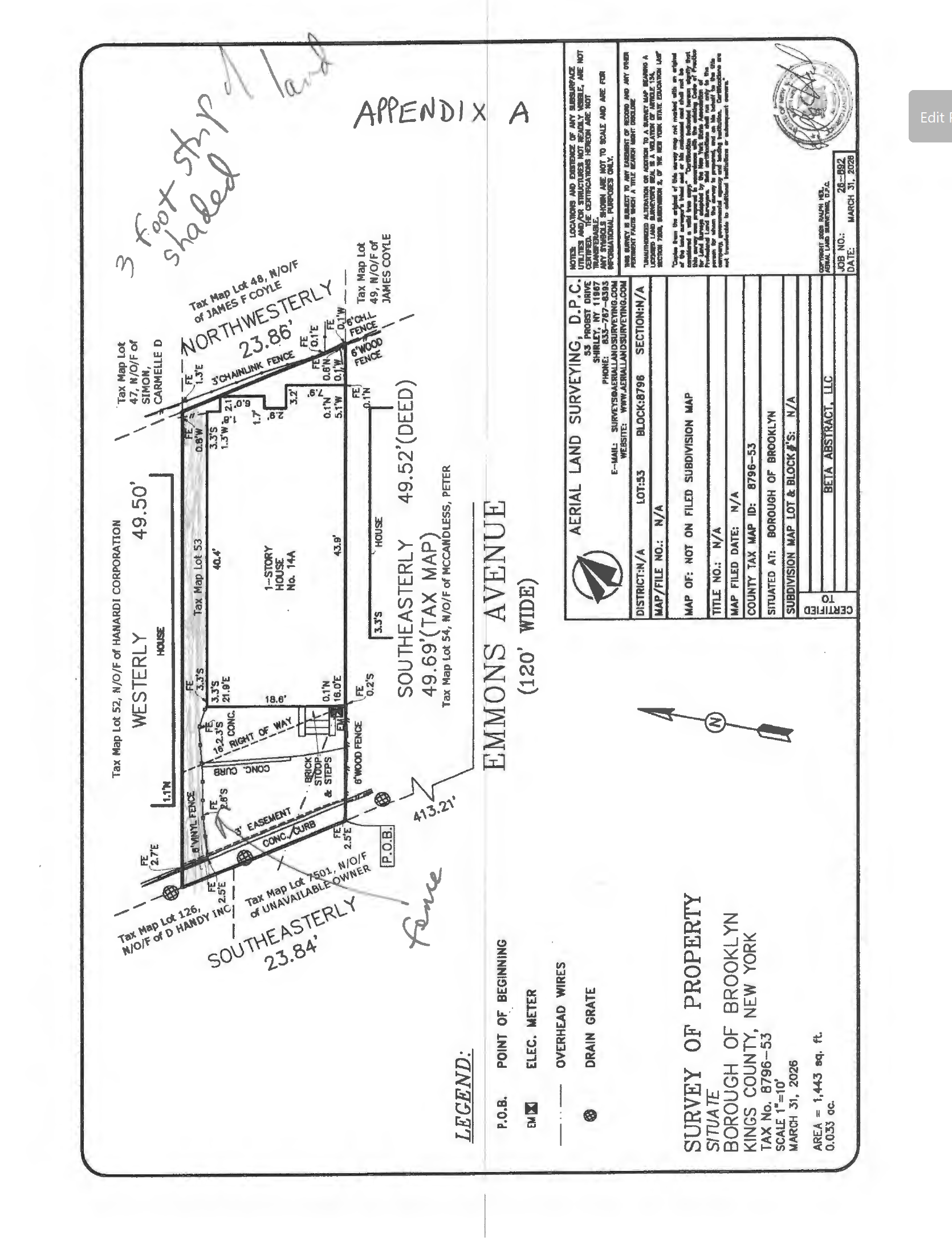 Appendix A, survey of property