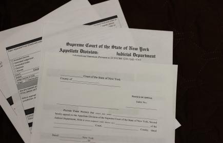 Photo of appeals paperwork