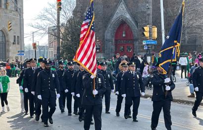NYS Court Officers marching in St. Patrick's Parade in Utica