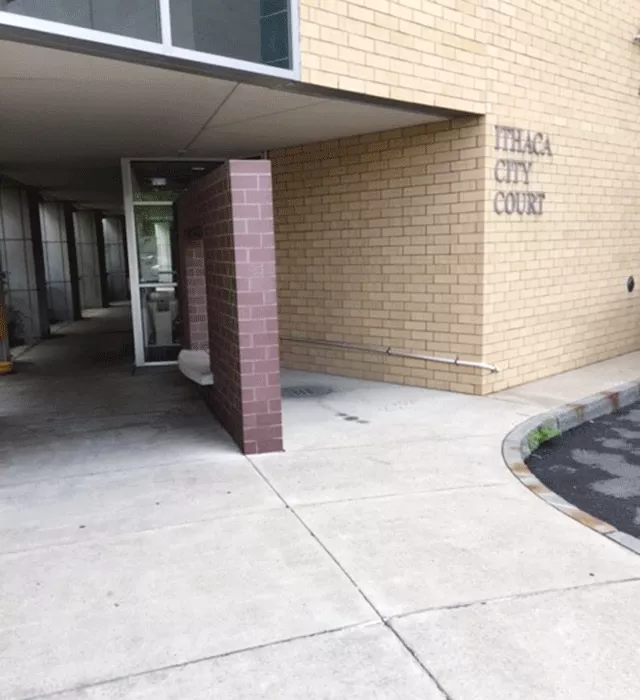 Photo showing an entrance under the building