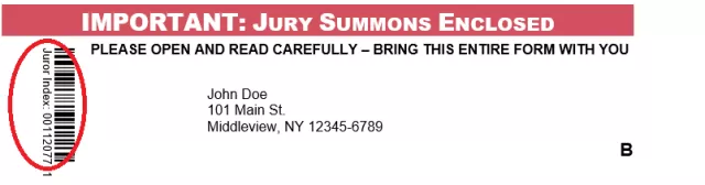 Index Number on Juror Summons