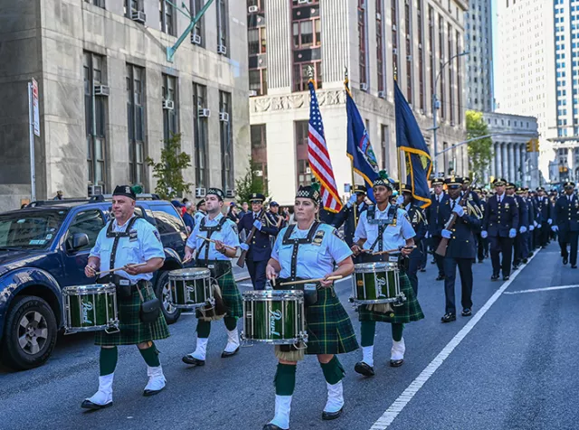  Photo: The New York State Courts Pipes and Drums on Centre Street in Lower Manhattan on September 11th