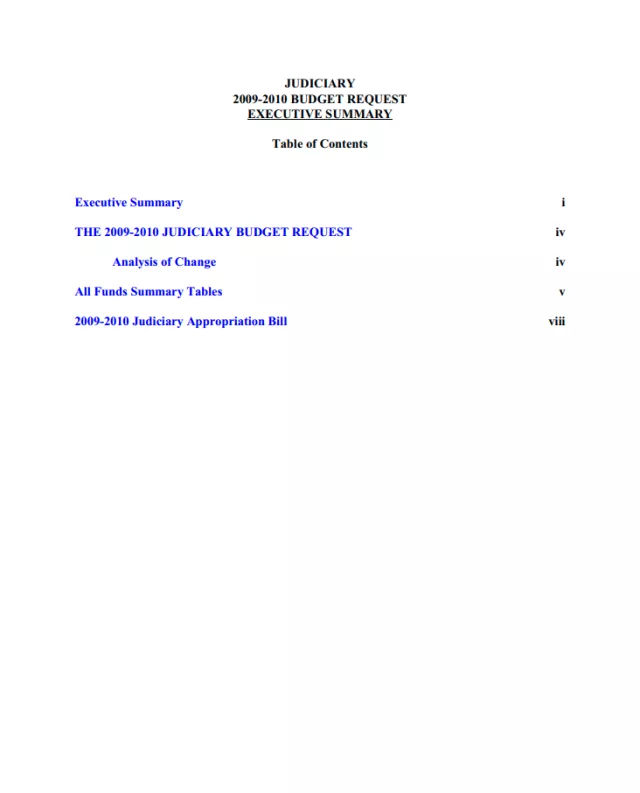 Judiciary Budget Book Fiscal Year 2010