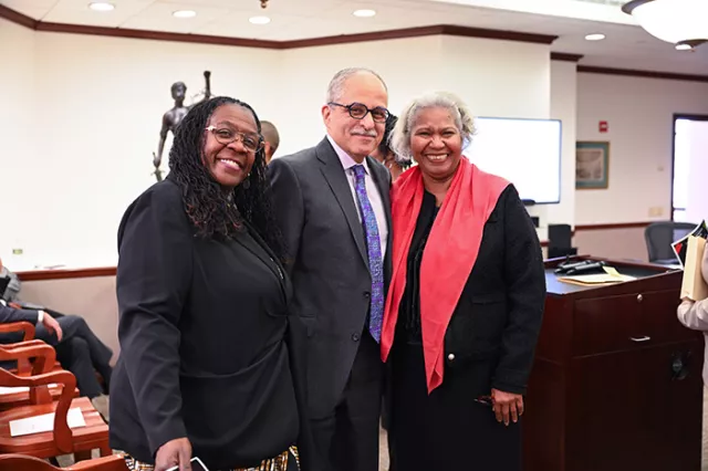  Deputy Chief Administrative Judge for Justice Initiatives Edwina G. Richardson and Chief Judge Rowan D. Wilson with panelist and former Court of Claims Judge Juanita Bing Newton at the Court’s Black History Month event, a tribute to its first African American judge, Hon. Robert J. Mangum 