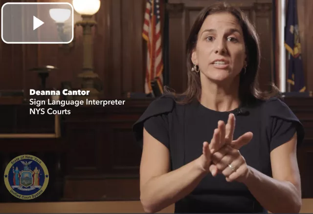 Deanna Cantor, Sign Language Interpreter, NYS Courts, on screen