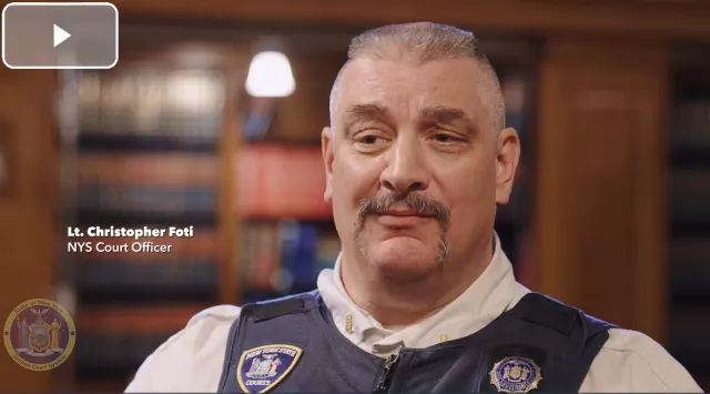 Lt. Christopher Foti, NYS Court Officer, on screen