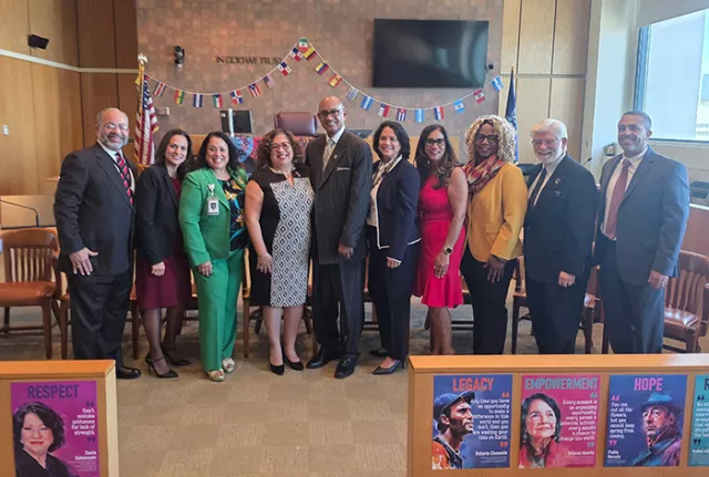 Court leaders and officials pose for a group photo at the Westchester County Court’s HHM celebration in early October 