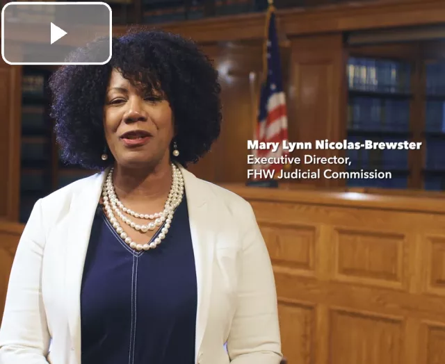 Mary Lynn Nicolas-Brewster, Executive Director, FHW Judicial Commission, on screen