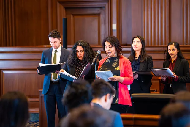 Participants at “The Fight for Marriage Equality” reenactment at Manhattan’s Thurgood U.S. Courthouse, hosted in June by the Court System’s Richard C. Failla LGBTQ Commission, the Franklin H. Williams Judicial Commission, and affinity bar associations 