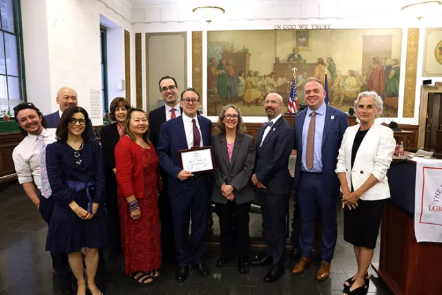 The 2025 Judge Paul G. Feinman Award recipient and admirers at the June ceremony in Manhattan