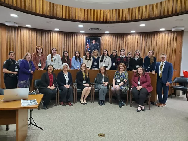 Panelists and high schoolers at Clinton County’s Women in the Law event