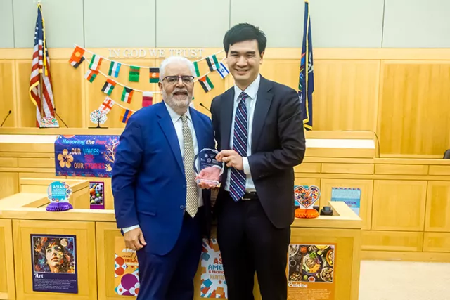 Photo (L-R): New York Court of Claims Judge Walter Rivera with honoree David Imamura, who earned the prestigious Excellence in Legislative Leadership Award 