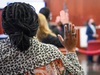 Juror being sworn in