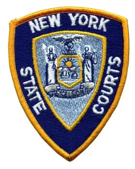 The patch worn by New York State Court Officers is officially called the New York State Unified Court System shoulder patch (often shortened to NYS Courts patch).