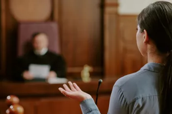 Person in court before judge