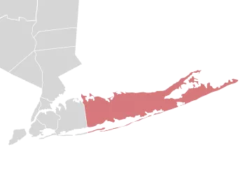 Map of Long Island with Suffolk County highlighted.