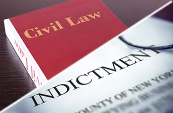 Photo of a Civil Law Book and the cover of an Indictment sheet.