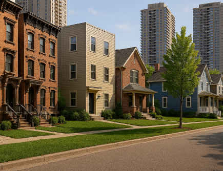 neighborhood with various kinds of housing