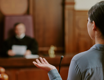 Person in court before judge
