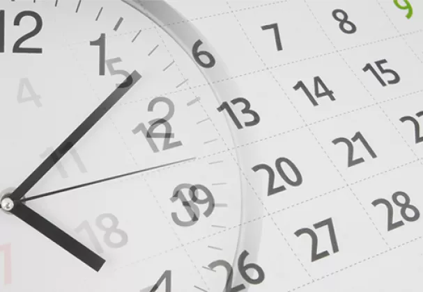 Photo of a clock and calendar