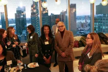 Hon. Tandra L. Dawson, NY County Supreme Court, Integrated Domestic Violence Part, and Chief Judge Rowan D. Wilson at the Permanent Commission on Justice for Families reception following the meeting, Monday February 2nd, 2026, at the Law Offices of Proskauer Rose, LLP.