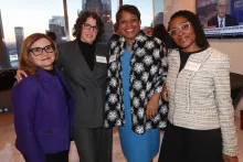 (L-R) Hon. Caren Loguercio, Supervising Judge, Suffolk County Family Court; Commission Executive Director Louise Feld; Hon. Anne-Marie Jolly, Commission Co-Chair and Administrative Judge, New York City Family Court; and Hon. Fatimat O. Reid, Monroe County Family Court.