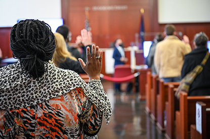 Photo of Jurors being sworn in